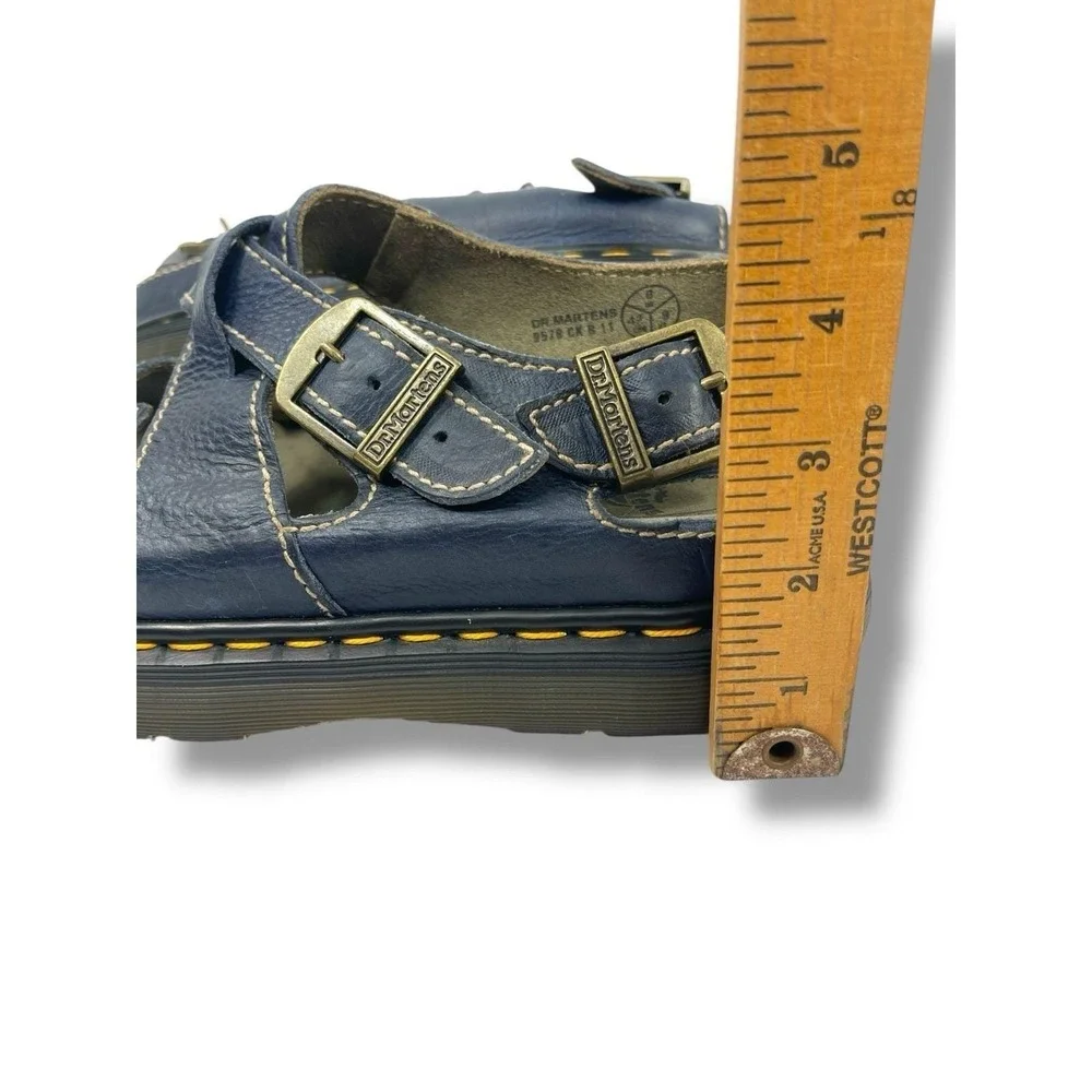 Dr Martens VTG Made England Mens 9 Leather Strappy Sandals Blue Buckle Fisherman